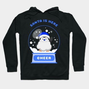 Santa Is Here Cheer Penguin (Blue) Hoodie